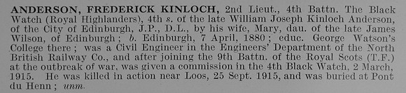 Anderson F K 2nd Lt 4th Black Watch Obit