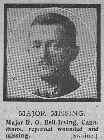 Bell-Irving R O Major DSO MC 16th Canadian Infantry The Graphic 15th Oct 1918
