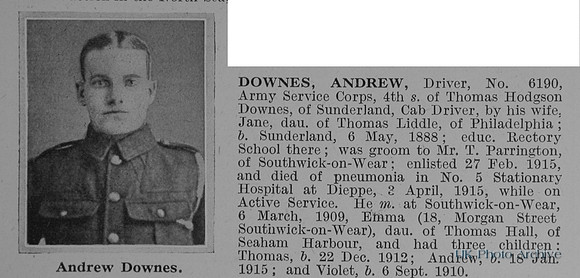 Downes A Dvr 6190 Army Service Corps Obit