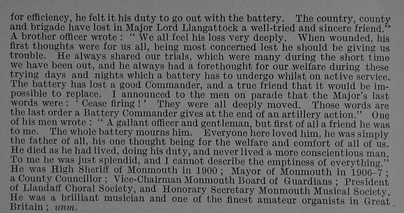 Llangattock J M R Major Baron Royal Field Artillery Obit Part 2 De Ruvignys Roll Of Honour Vol 4