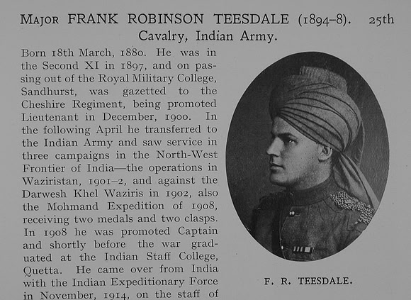 Teesdale F R Major Indian Army Obit Part 1 Dulwich College Roll Of Honour