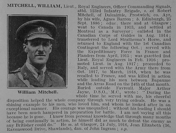 Mitchell W Lt Royal Engineers Obit De Ruvignys Roll Of Honour Vol 5
