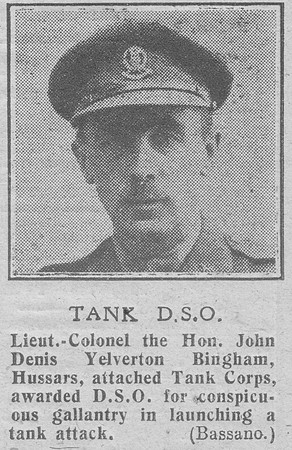 Bingham J D Y Lt Col DSO Tank Corps The Graphic 5th Nov 1918