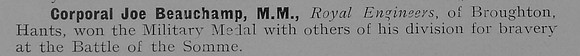 Beauchamp J Cpl MM Royal Engineers 1