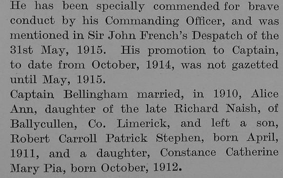 Bellingham R C N Captain Royal Field Artillery Obit Part 5 The Bond Of Sacrifice Vol 2