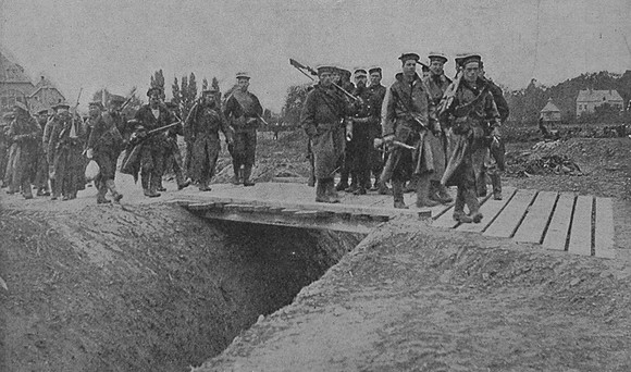 Marines Marching To The Trenches