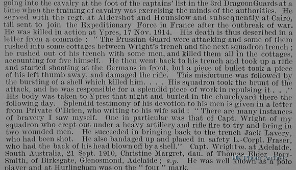 Wright E Captain 3rd Dragoon Guards Obit Part 2 De Ruvignys Roll Of Honour Vol 1