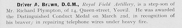 Brown A Dvr DCM Royal Field Artillery 1