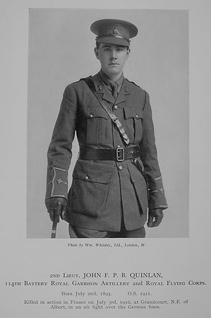 Quinlan J F P B 2nd Lt Royal Flying Corps