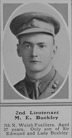Buckley E M 2nd Lt 7th R Welsh Fusiliers The Sphere 9th Oct 1915
