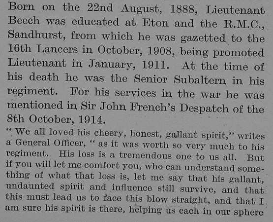 Beech R A J Lt 16th Lancers Obit Part 2 TheBond f Sacrifice Vol 2