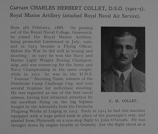 Collet C H Captain DSO RNAS Obit Part 1 Dulwich College Roll Of Honour