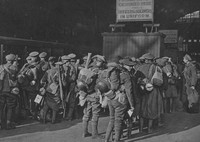 Arrival Of British Troops At A london Railway Terminus
