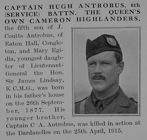 Antrobus H Captain 6th Cameron Highlanders Obit Part 1 The Bond Of Sacrifice Vol 2
