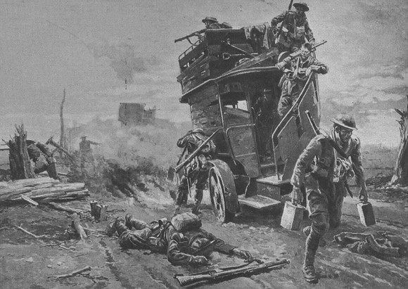 An Attack On The Motor Buses Taking Reliefs Up To The Trenches