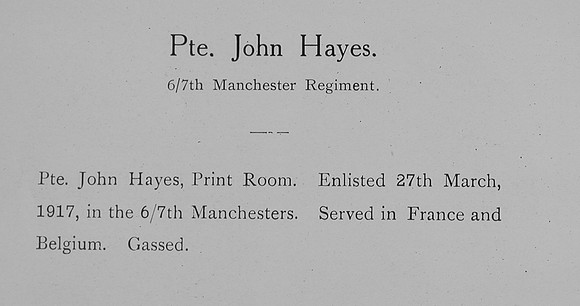 Hayes J Pte 7th Manchester Regiment Record William Graham Co Roll Of Honour
