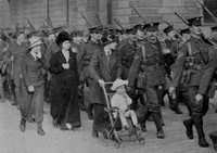 The 1st Battalion Grenadier Guards Marching From Wellington Barracks To Waterloo Station To Leave For France Aug 1914