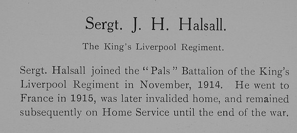 Halsall J H Sergt Kings Liverpool Regiment Record William Graham Company