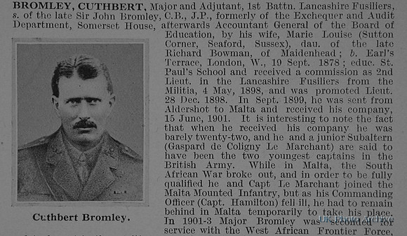 Bromley C Major 1st Lancashire Fusiliers Obituary Part 1 De Ruvignys Roll Of Honour Vol 1
