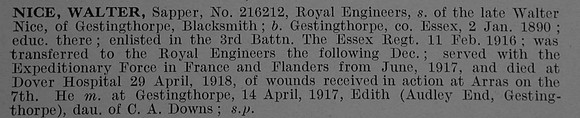 Nice W Sapper 21612 Royal Engineers Obit De Ruvignys Roll Of Honour Vol 4