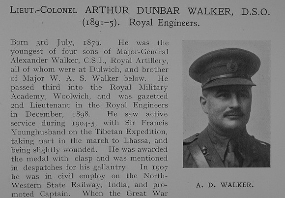 Walker A D Lt Col DSO Royal Engineers Obit Part 1 Dulwich College Roll Of Honour