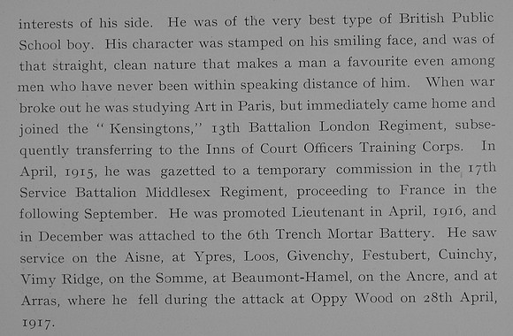 Wade A L Lt 17th Middlesex Regiment Obit Part 2 Dulwich College Roll Of Honour