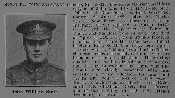 Stott J W Gnr 150623 Royal Garrison Artillery Obit De Ruvignys Roll Of Honour Vol 3