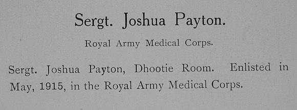 Payton J Sergt Royal Army Medical Corps Record William Graham Company