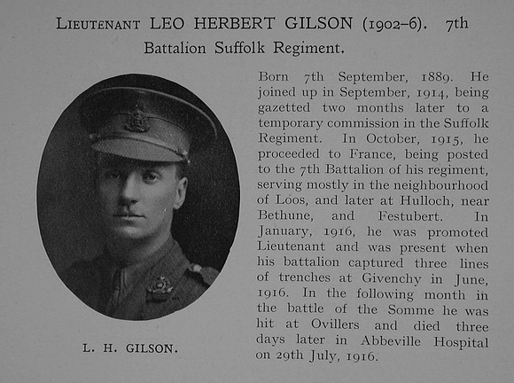 Gilson L H Lt 7th Suffolk Regiment Obit Dulwich College Roll Of Honour