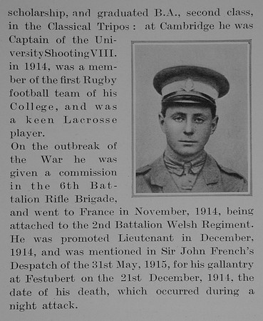 Bradley G M Lt 6th Rifle Brigade Obit Part 2 The Bond Of Sacrifce Vol 1