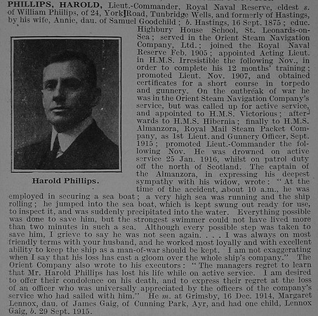 Phillips H Lt Comm H.M.S. Almanzora Royal Naval Reserve Obit De Ruvignys Roll Of Honour Vol 3