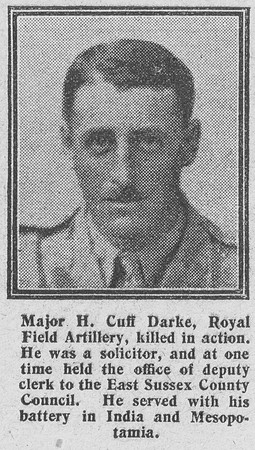Darke H C Major Royal Field Artillery The Graphic 8th Aug 1916