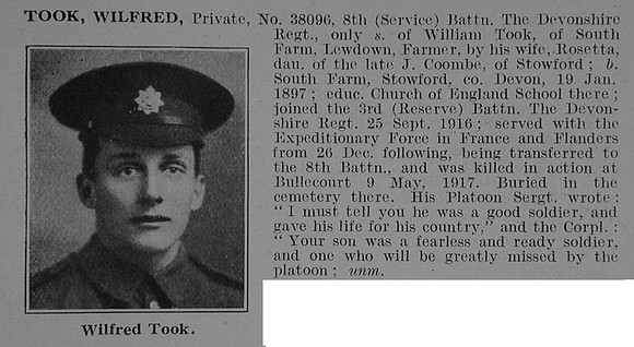 Took W Pte 38096 8th Devonshire Regiment Obit De Ruvignys Roll Of Honour Vol 3