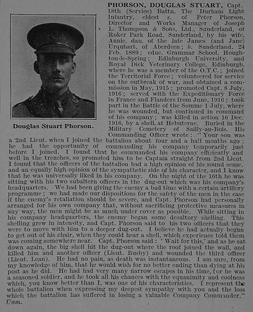 Phorson D S Captain 18th Durham Light Infantry Obit De Ruvignys Roll Of Honour Vol 3