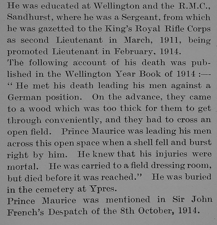 Battenberg M V D Lt Prince s Kings Royal Rifle Corps Obit Part 2 The Bond Of Sacrifice Vol 1