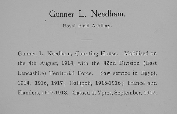 Needham L Gnr Royal Field Artillery Record William Graham Co Roll Of Honour