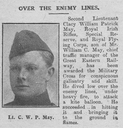 May C W P Lt MC Royal Flying Corps The Graphic 31st July 1916