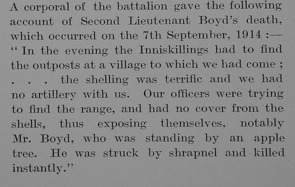 Boyd H A 2nd Lt 2nd Royal Innisklling Fusiliers Obit Part 2 The Bond Of Sacrifice Vol 1