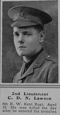 Lawson C D N 2nd Lt 8th R West Kent Regt The Sphere 4th Dec 1915