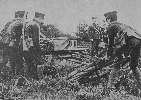 British Soldiers Dismantling A Maxim
