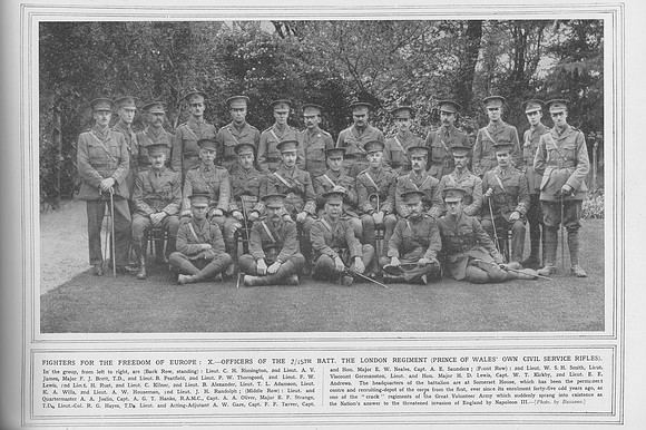 London Regiment 15th Battalion Officers Photo No 1