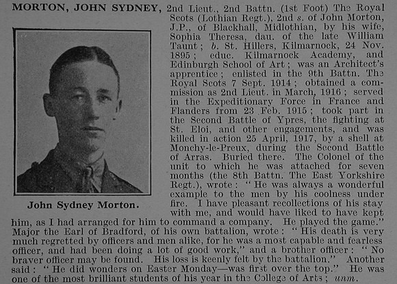Morton J S 2nd Royal Scots Obit De Ruvignys Roll Of Honour Vol 4