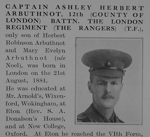 Arbuthnot A H Captain 12th London Regiment Obit Part 1 The Bond Of Sacrifice Vol 2
