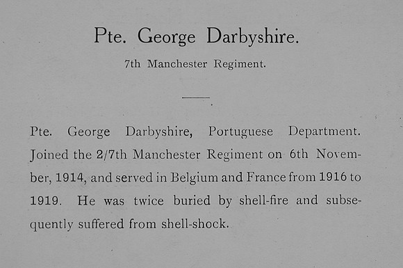 Darbyshire G Pte 7th Manchester Regiment Record William Graham Co Roll Of Honour
