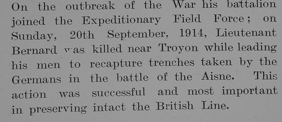 Bernard L A Lt 2nd Notts And Derby Regiment Obit Part 2 The Bond Of Sacifice Vol 1