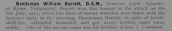 Barrett W Bandsman DCM Somerset Light Infantry 1