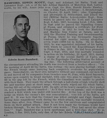 Bamford E S Capt Obit 1st York & Lancs Regt DR1