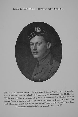 Strachan G H Lt 7th Gordon Highlanders Northern Assurance Co War Record
