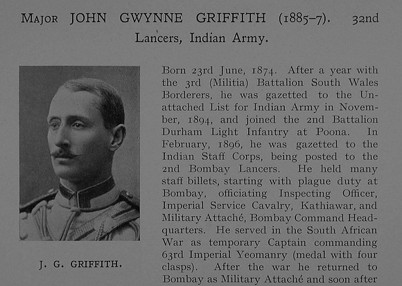 Griffith J G Major Indian Army Obit Part 1 Dulwich College Roll Of Honour