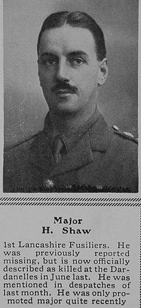 Shaw H Major 1st Lancashire Fusiliers The Sphere 11th Dec 1915
